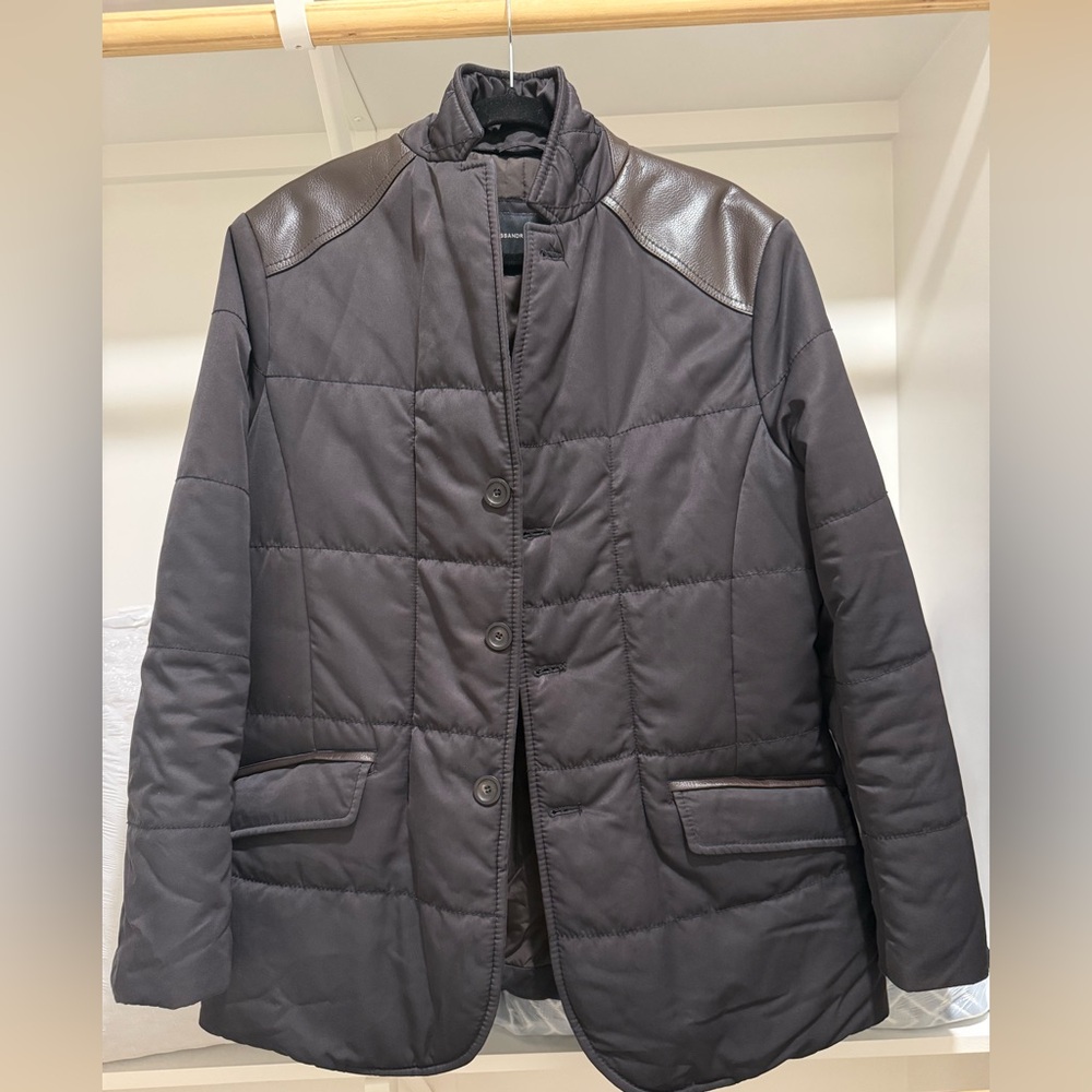 Alessandro Dell'Acqua Dark Blue and Brown Quilted Puffer Jacket